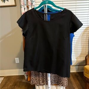 SHEIN Black and Tan Cap Sleeve Boxy Blouse